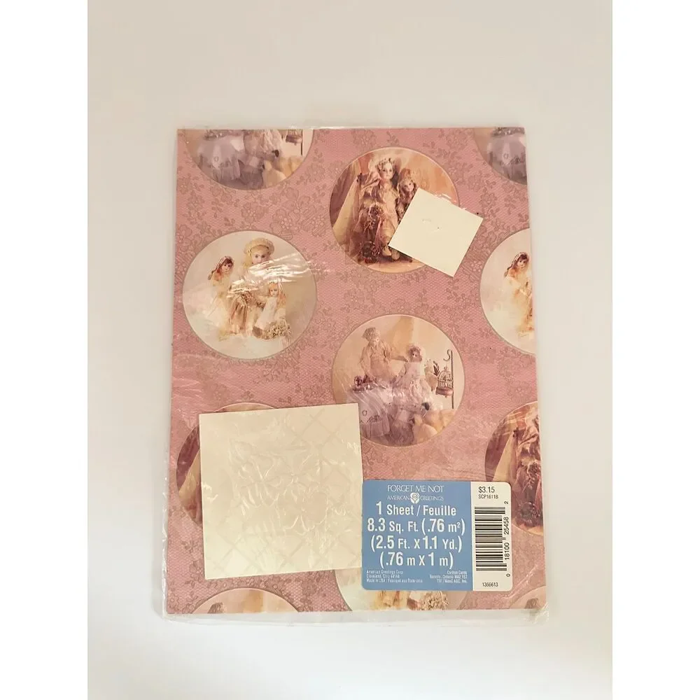 3 Vintage American Greetings Forget Me Not Gift Wrap Paper Sheets Sealed